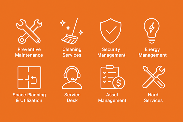 A diverse range of facilities management services being provided