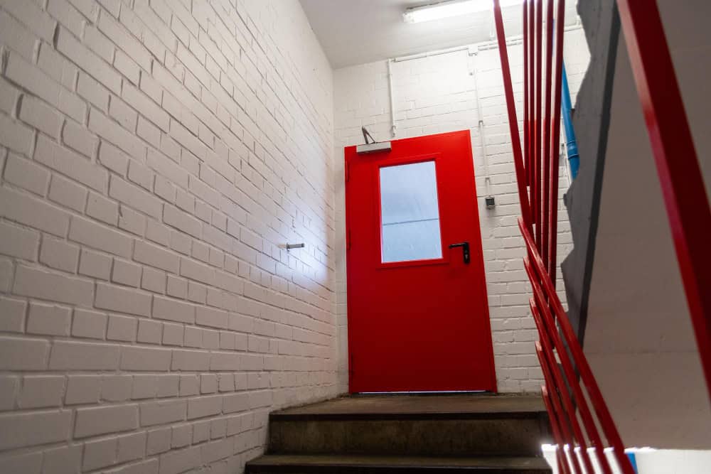 Red Fire Door with Closer