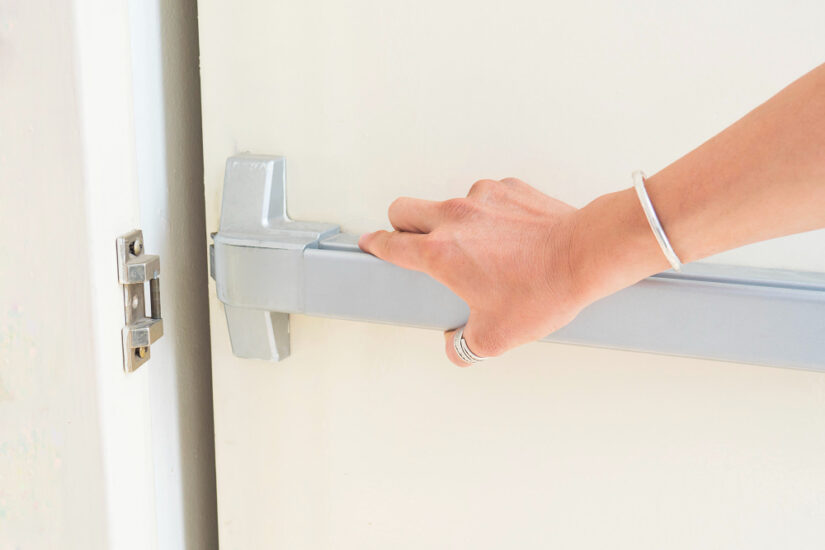 Hand opening fire door.